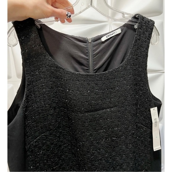 $139 NWT DKNYC Sz 16 Black Metallic Tweed Ruffle Hem Sheath Dress NEW - Picture 4 of 8